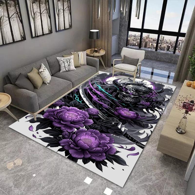 Skeleton Warrior Carpet for Home Living Room Bedroom Sofa Doormat Decor Large Area Rug Non-slip Floor Mat Create Skull Printing
