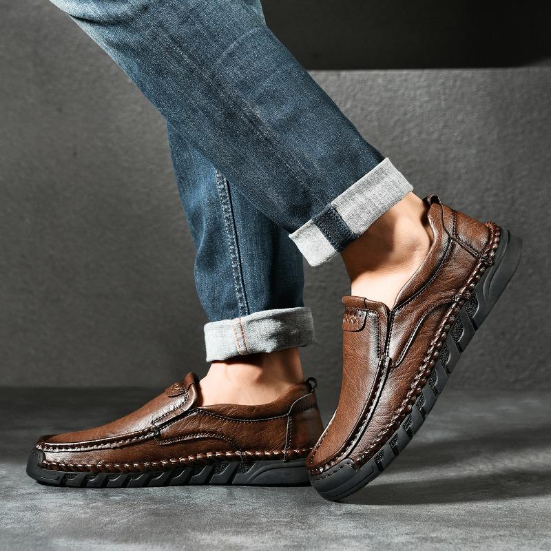 38-46 HOHO FAIR Spring/Fall Outdoor Leather Shoes Mens Car Driving Shoes Leather Large Size Ankle Boots Casual Shoes