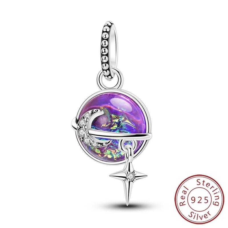 Purple Series Charms Beads 925 Silver Butterfly Firefly Spirit Snake Charm Fit Bracelet Woman DIY Jewelry