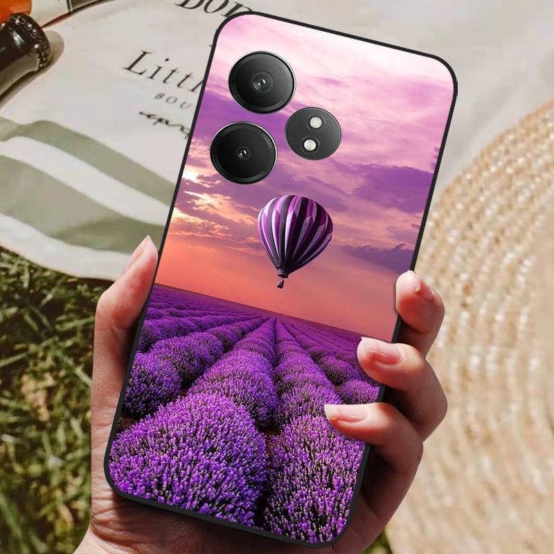 Capa de Telefone Para Realme GT 6 Case Silicone Preto Bumper Macio TPU Coque para Realme GT 6T Case Protetor Funda Realme GT6 GT6T Bolsa