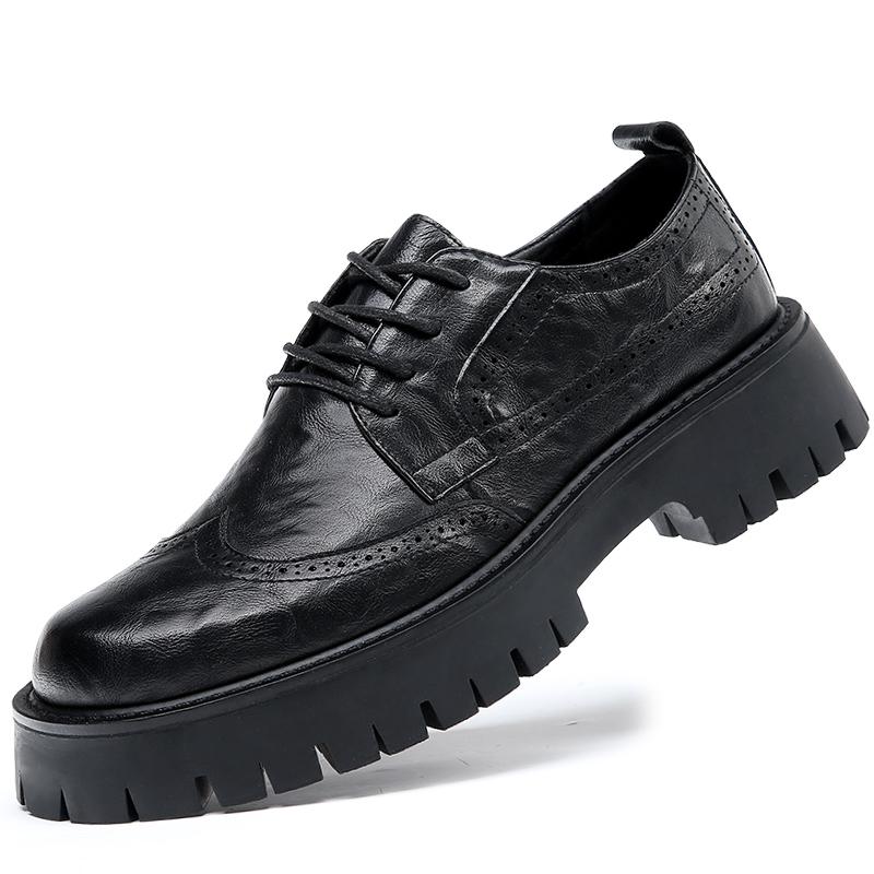 Platform Mens Luxury Casual Brogues Leather High-quality Leisure Tooling Shoes Comfortable Inside Handmade Trend Fashion Shoes
