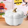 Pumpkin Bowl with Double Handles Stackable Ceramic Pumpkin Soup Bowls Glossy Enamel Pumpkin