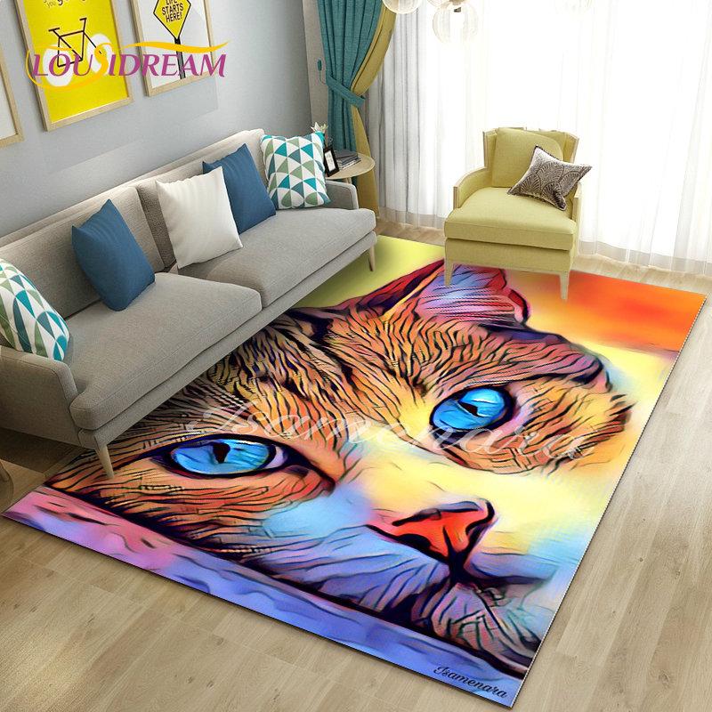 3D Cartoon Schattige Kat Vloerkleed, Tapijt voor Woonkamer Slaapkamer Bank Deurmat Keuken Decoratie, Kinder Speelmat Antislip