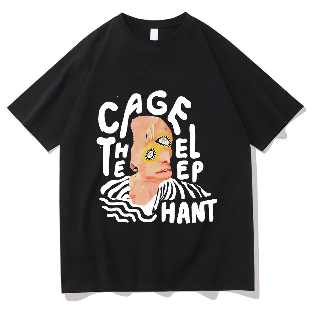 2024 חולצת טריקו רטרו Sudaderas Cage The Elephant הדפסה גרפית גראנג' טי-חולצת קיץ כותנה חולצת טריקו לשני המינים אופנה פאנק טי שירט