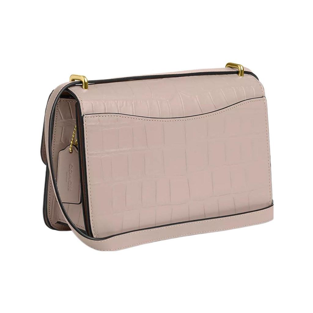 Coach Morgan 25 Nameplate Crocodile Pattern Flap Leather Small Shoulder Crossbody Bag Medium Women Bags Gold Gray CM204-IMC2J