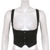 2KWEIRD Black Button Up Corset Top Women Fashion Sleeveless Skinny Tank Tops Vintage Y2k Streetwear Tees Harajuku 90s Girdle Vest
