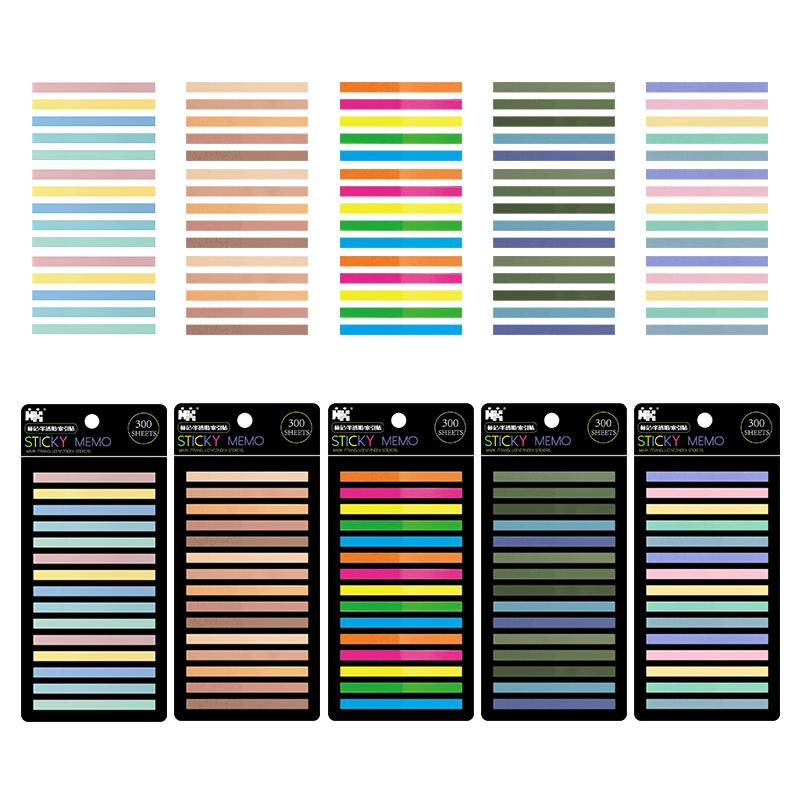 1pcs Translucent Index Sticks 300 Sheets Multi Colors Extra Slim Sticky Notes Memo Pad Self Adhesive Label