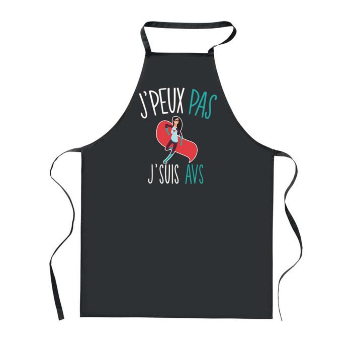 Tablier de cuisine - PLANETEE - J'peux Pas AVS - Noir - Polyester - 90x60 cm