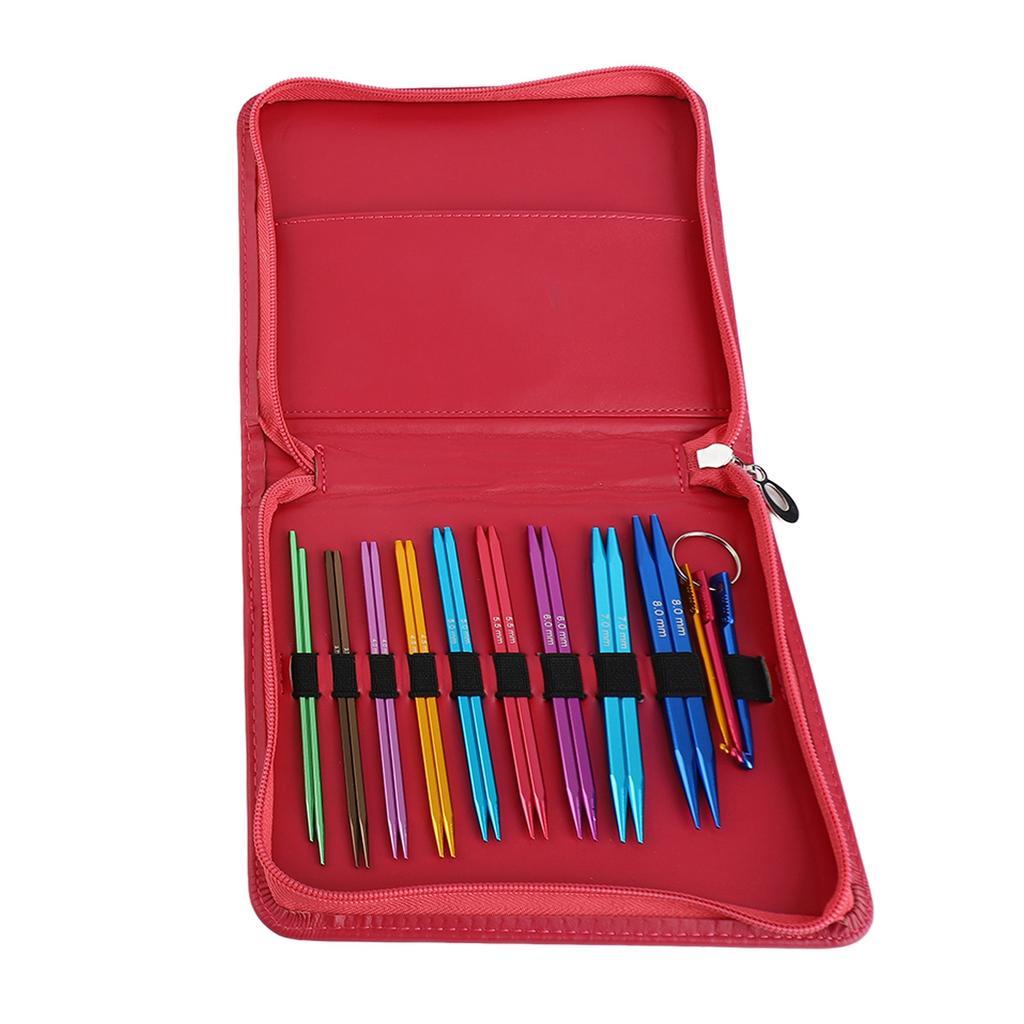 9 Pairs Circular Knitting Needle Set 3.5‑8mm Colorful Square Aluminum Circular Knitting Needles
