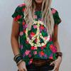 Sommer V-Ausschnitt 3D Blumenmuster Top Modische Lässige Kurzarm Damen T-Shirts