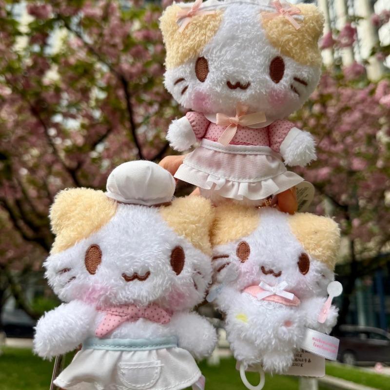 NIEUWE Marshmallow Kat Dessert Serie Kook pluche speelgoed sleutelhanger Cartoon Pluizig Masyumaro Fuwafuwa Nyanko poppen speelgoed hanger decoratie