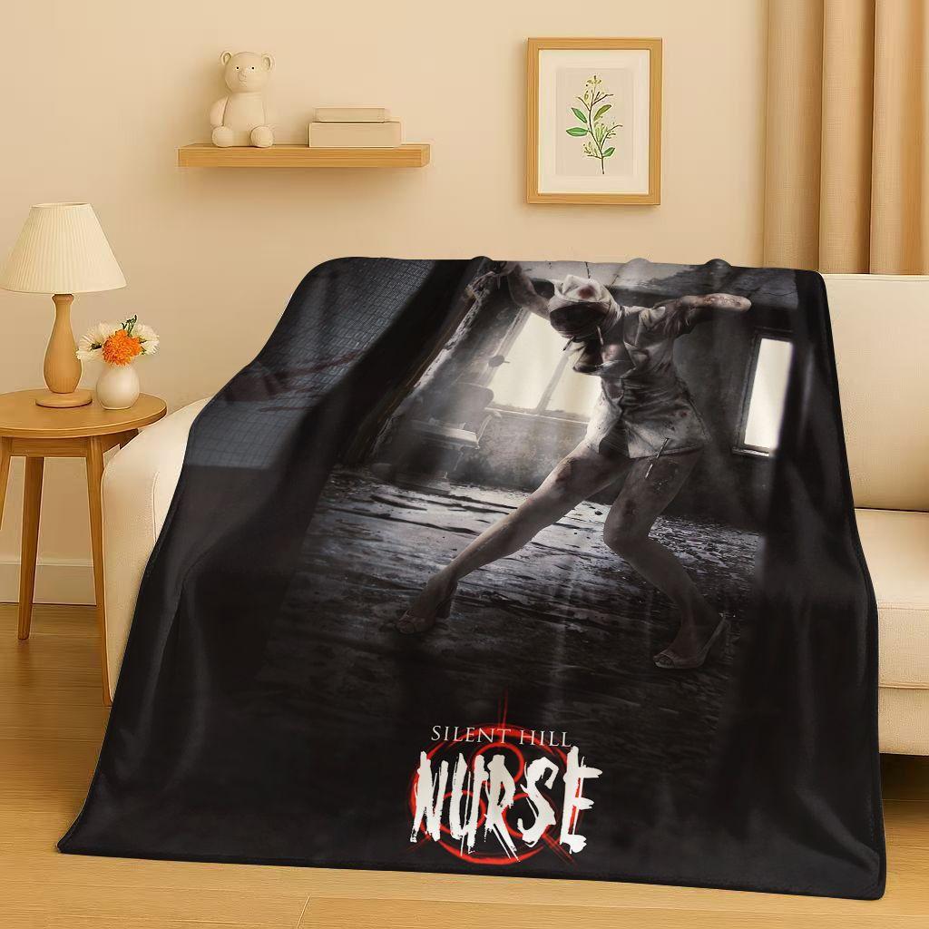 Retro Game Silent Hill Pyramid Head Horror Movie Flannel Blanket,Ultra Soft Warm Plush Throw for Home Bedroom Bed Sofa Cover