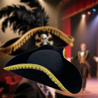 Pirate Cap Buccaneer Tricorn Hat for Masquerade Theme Party Carnival Festival