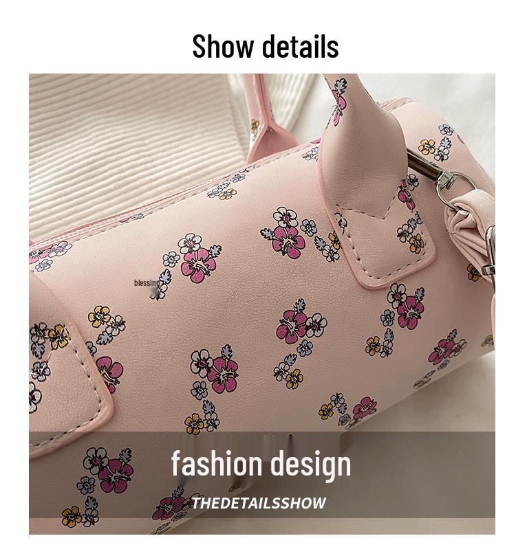 Sweet Floral Print Boston Handbag and Crossbody – Trendy Spring/Summer 2026 Fashion Pillow Bag