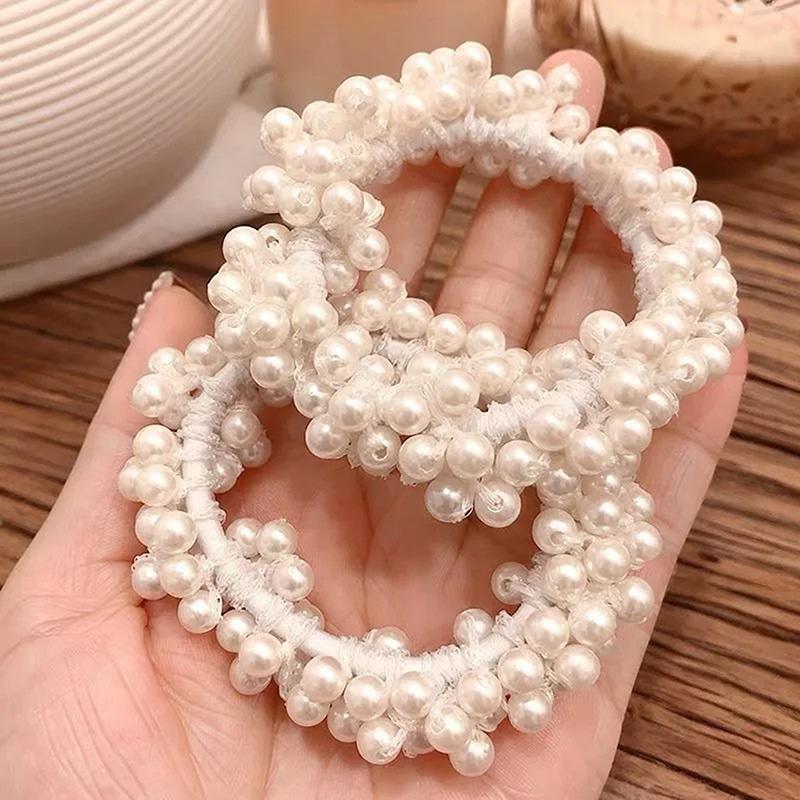 Elegant Pearl Hair Ties Beads Girls Scrunchies Rubber Bands Ponytail Holders