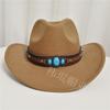 Turquoise Decorated Western Cowboy Top Hat, Classic Tibetan Hats for Men and Women In Autumn and Winter, Popular In Europe and America