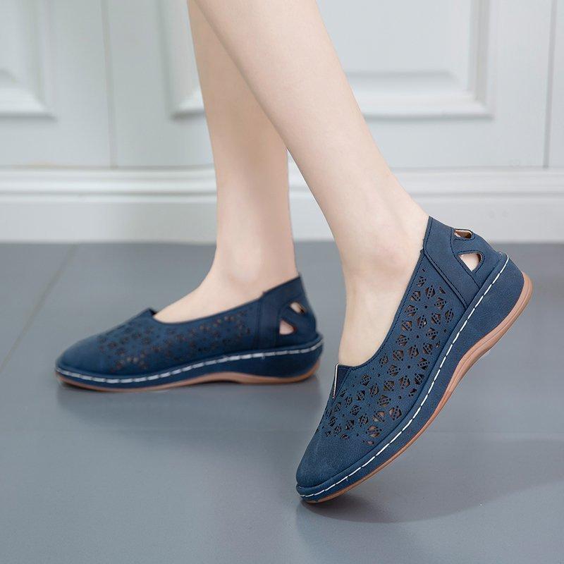 Foreign Trade Spring New European and American Large Size Hollow Shallow Mouth Fashion Single Shoes Light, Comfortable and Simple Women's Shoes