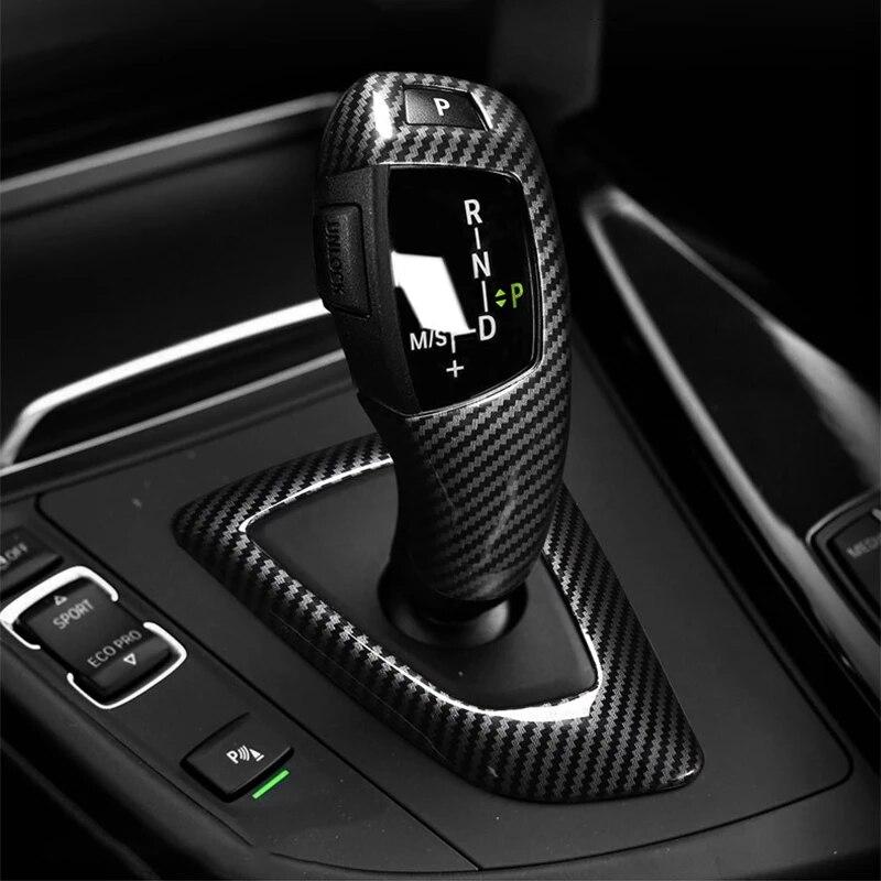 Tekstura włókna węglowego ABS gałka zmiany biegów samochodu osłona hamulca ręcznego pokrywa osłonowa akcesoria dla BMW F30 F10 F20 F34 F07 X3 X4 X5 X6