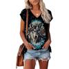 Women T-Shirt Lone Wolf Graphic 3D Printed Y2k Fashion Elegance Vintage Short Sleeve Elegant Casual Comfortable Polyester