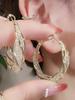 Gorgeous Intertwined Gold Color Hoop Earrings With Intricate Mesh Stylish Style Earrings For Women Party Gift Zircon