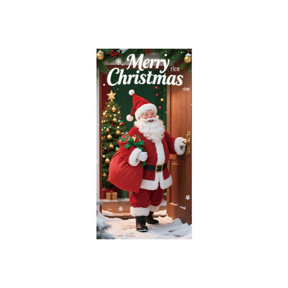 Christmas Santa Claus Door Cover - Yard Decoration & Photo Backdrop