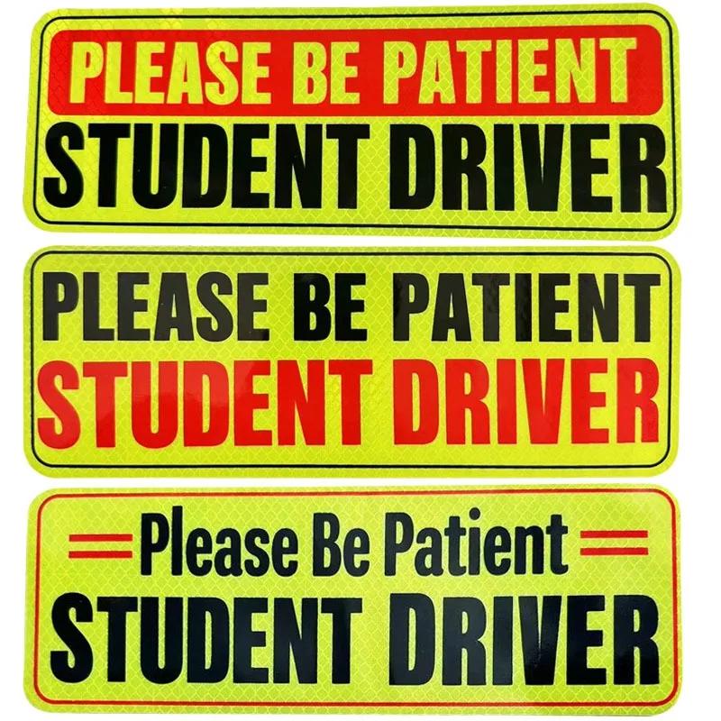 Leerlingrijder Magneet voor Auto Nieuwe Bestuurders Sticker Veiligheidswaarschuwing Reflecterende Beginner Bestuurder Sticker Geduld Alstublieft Leerling 1/3P