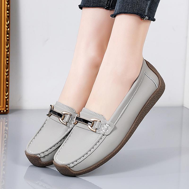 Designer Women Casual Shoes Leather Slip On Flat Shoes Women Loafers Moccasins Luxury Brand Shoes for Women Plus Size 35-44
