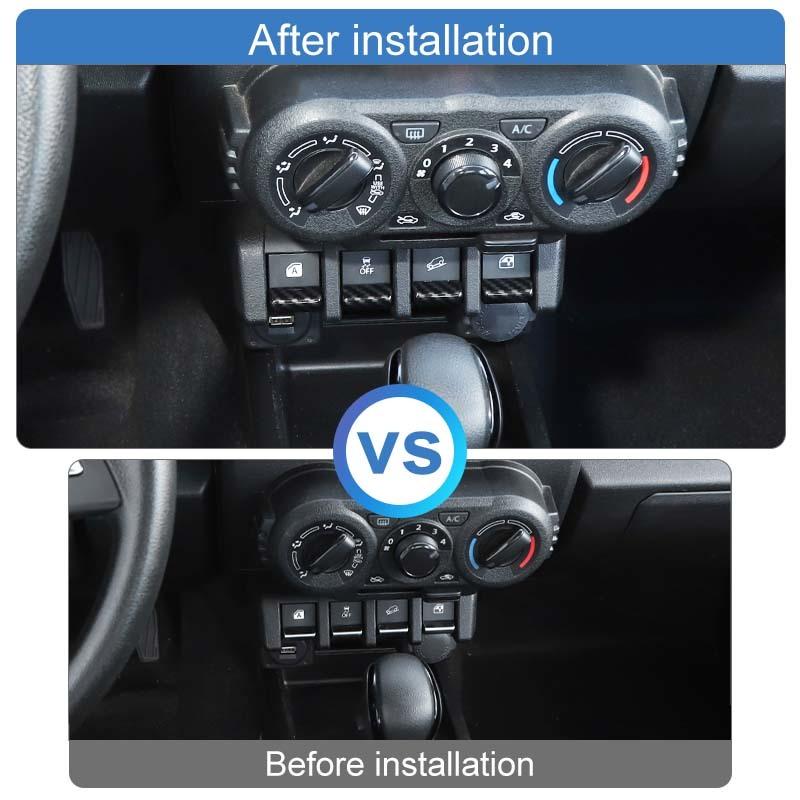 ABS-Autofensterknopf-Zieraufkleber für Suzuki Jimny 2019+, Innenausstattung, Silber, Kohlefaser bedruckt
