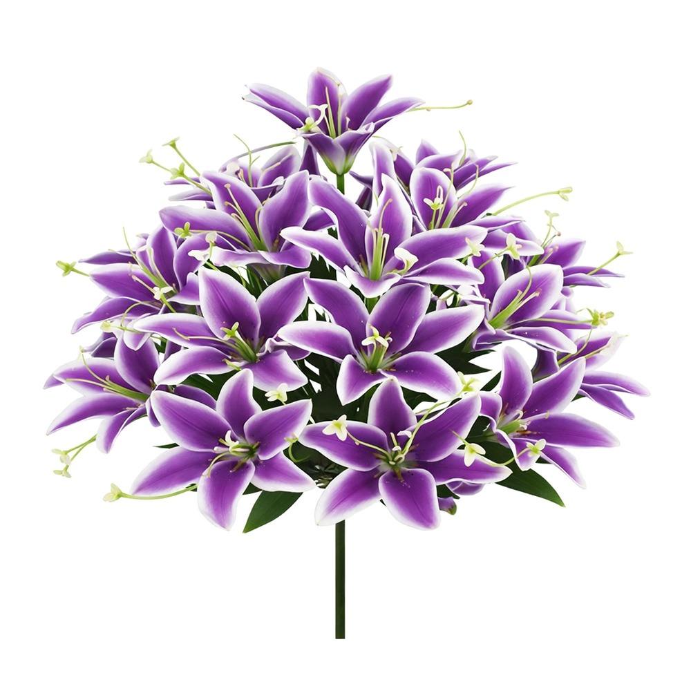 18 Heads Artificial Lilis Floral Arrangement DIY Flower Fake Flowers Realistic Plastic Simulation Flowers