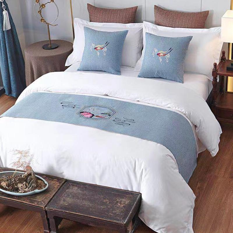 European Style Bed Runners Luxury Embroidery Bed Flag Throw Runner Wedding Room Hotel Home Decoration Bed Tail Towel Pillowcase