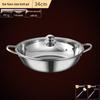 34cm 201 Stainless Steel Single Flavor Hot Pot with Lid, Induction Compatible