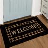 Black Welcome Doormat with Gold Lettering - Elegant Geometric Border Non-Slip Entrance Mat for Front Door Home Decoration Rug