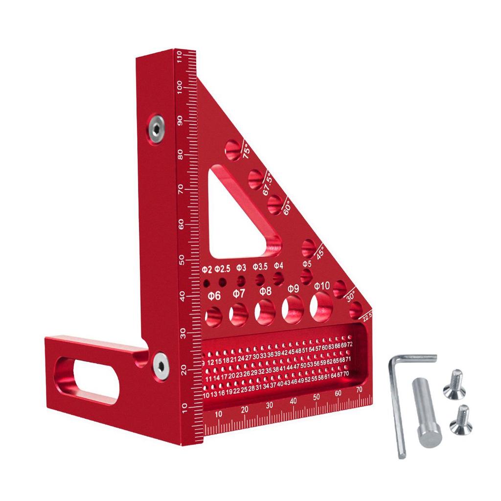 Multi-Functional Aluminum Right Angle Triangle Ruler with Hidden Pin for Woodworking