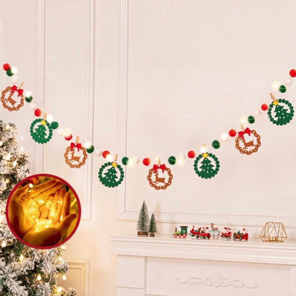 Warm Light Wall Hanging Banner Cartoon DIY Pull Flag Durable LED Light String  Holiday Decor