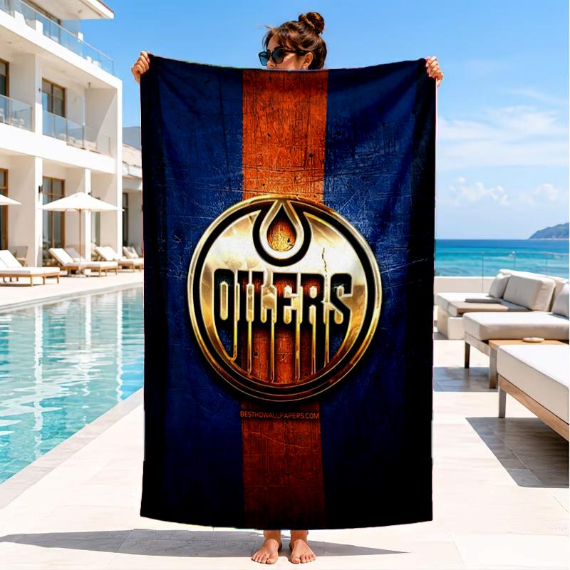 Energetic Oilers Team Spirit Beach Towel, Super Soft Microfiber, Perfect Gift for Her/Him, Birthday, for Pool, Beach, Travel, Decor Beach Party