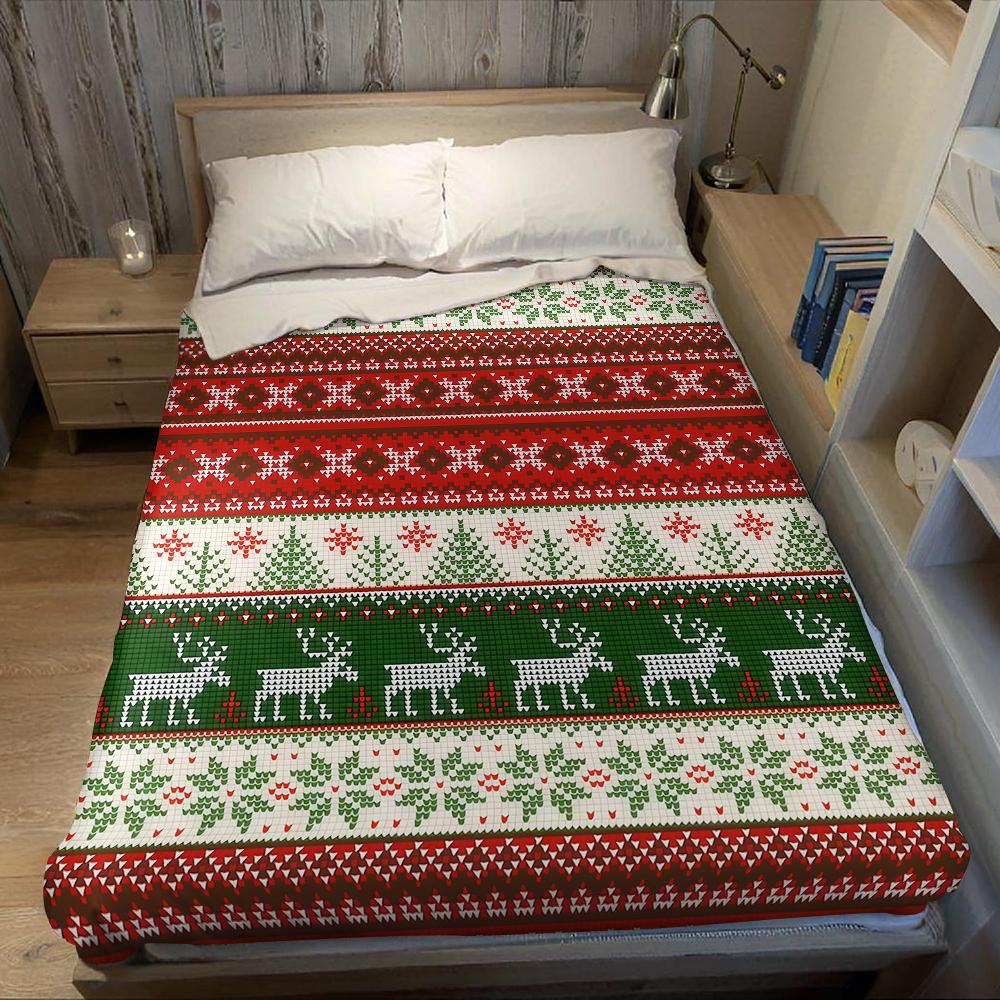 Christmas Elk Party Flannel Blanket Warm Soft Halloween Christmas Couch Warm Cozy Decorative Decor Gift for All Season