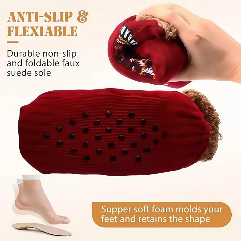 Varma Toffelsockor Dam Vinter Golvstrumpor Supermjuka Fodrade med Greppstrumpor Halkfria Stickade Vuxen Plus Fleece Mattstrumpor