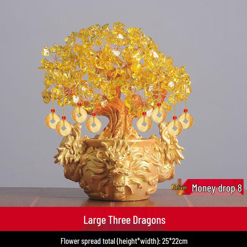 Fortune Tree Citrine Ornament for Living Room Decor or Opening Gift
