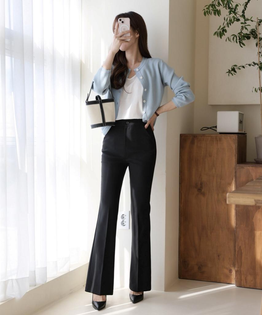 Ppaeppae Secret Banding Stretch Bootcut Black Slacks