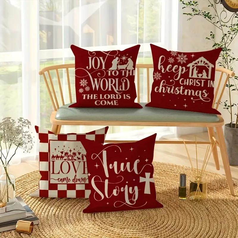 Christmas decoration pillowcase Merry Christmas New Year gift home room soft and comfortable pillow cover Sofa cushion cover