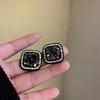 Retro black Xiaoxiangfeng stud earrings women's fashion elegance temperament high-end earrings bow love versatile earrings
