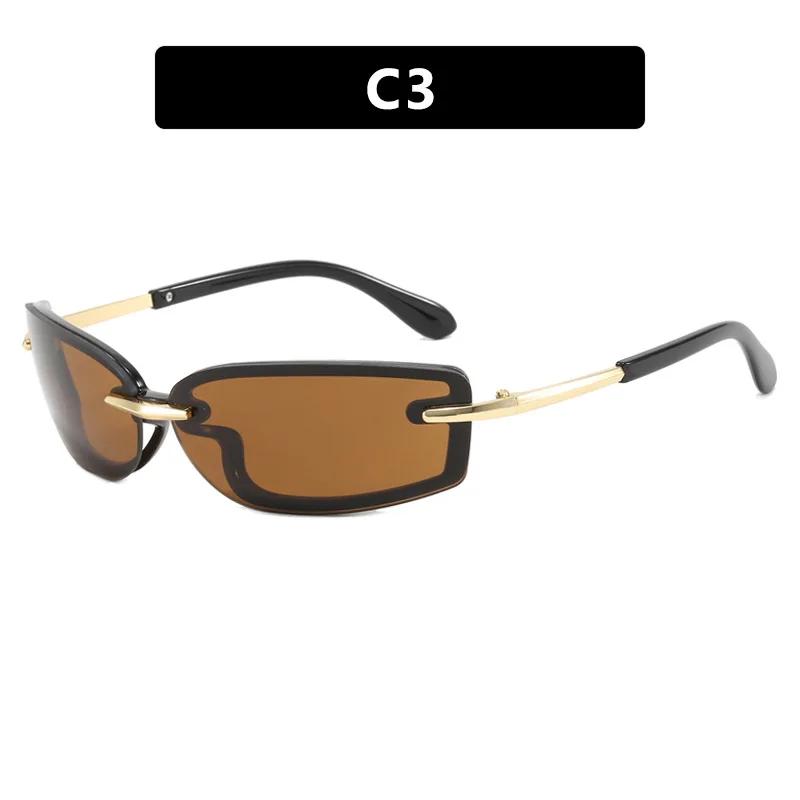 Rimless Y2K Metal Compact Frame Sunglasses Rectangle Fashion Popular Women Men Shades Square Sun Glasses for Female Male Oculos