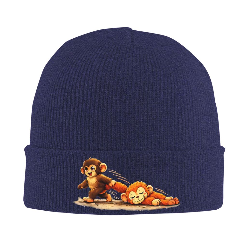 Baby Punch Monkey Lonely Punch Monkey Bonnet Hats Beanie Hats Autumn Graphic Skullies Beanies Street Female Male Elastic Cap