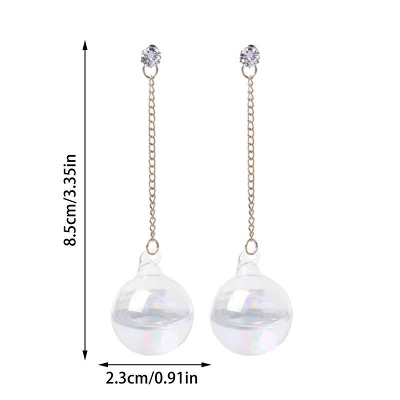 Shiny Ab Transparent Pendant Drop Earrings Bubble Ball Glass Water Inside Dangle Earrings Jewelry Decoration For Women