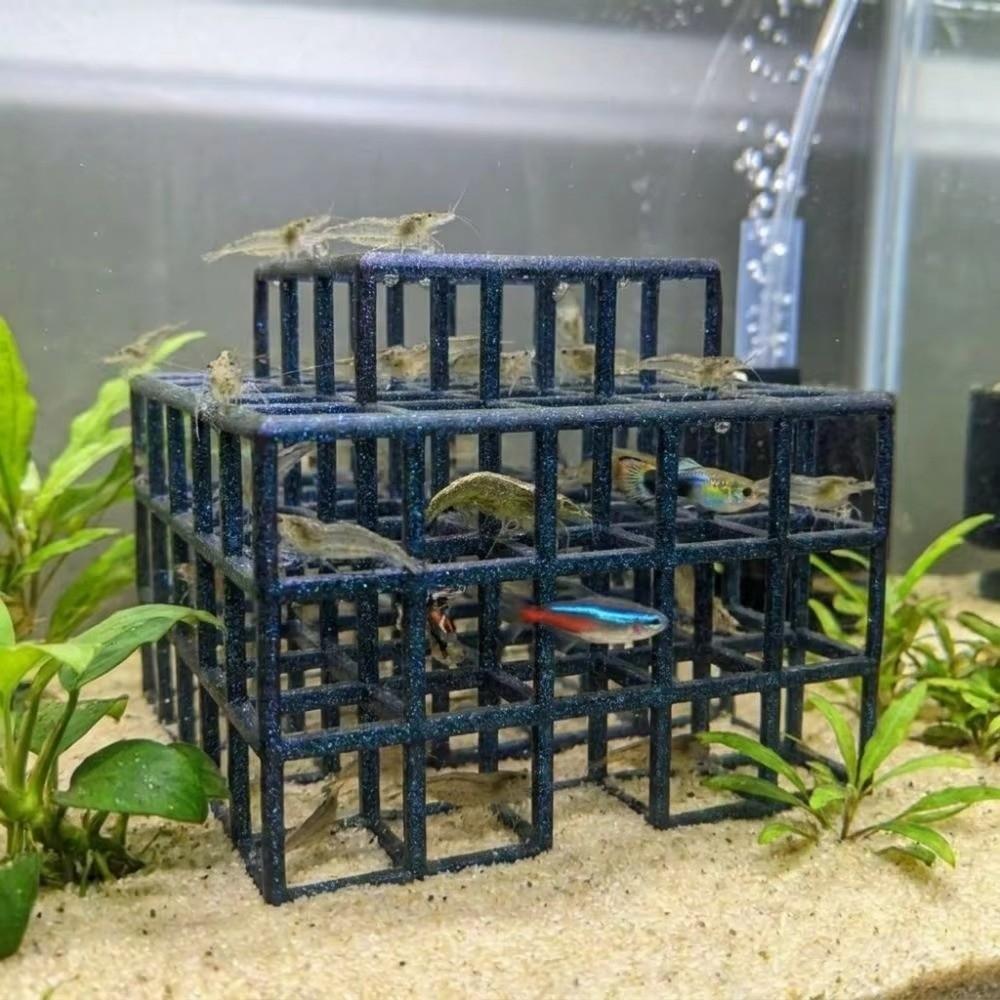 Grid Multi-level Aquarium Cave Ornament Hollowed-out Design Shrimp Hiding Place For Shrimp Habitat