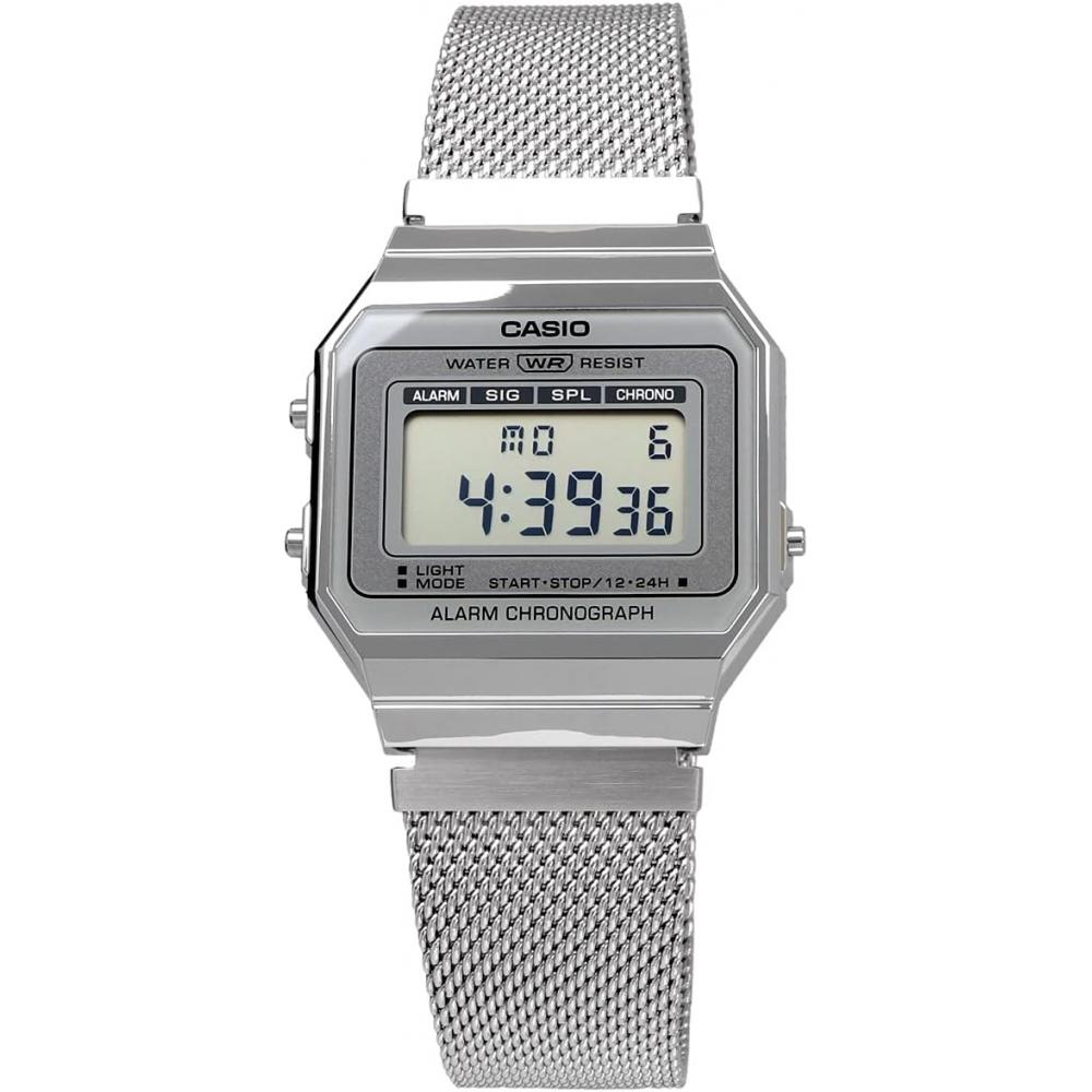 Casio Digital WriStwatch Men S woMen S Metal meSh Band Silver A700wm 7a