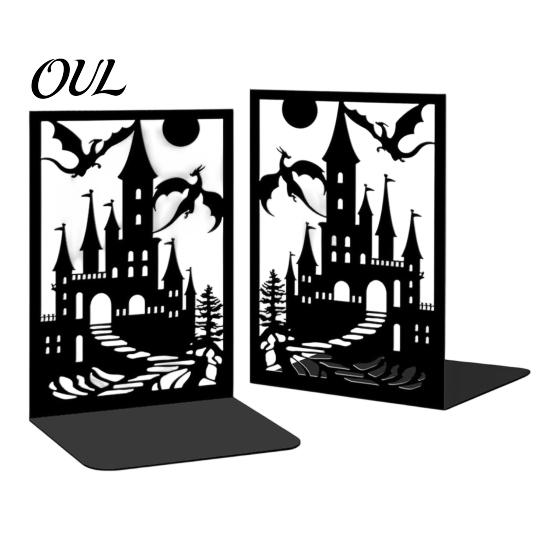 Metal Bookends 1 Pair Dragon Bookends, Fantasy Castle Decorative Book Ends Decor Gift for Shelves, Heavy Duty Gothic Holders Home Office Library