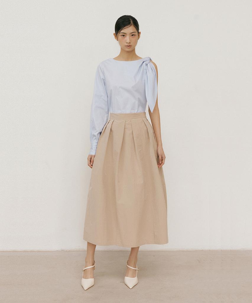 Lucirju Padded Pleats Skirt (Beige)