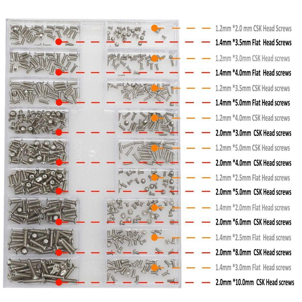 Assortiment de 18 mini vis en acier inoxydable, petites vis pour lunettes