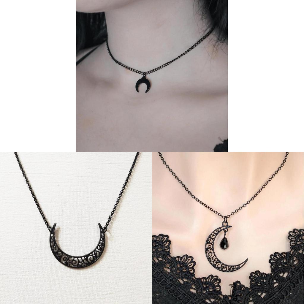 Gothic Moon Necklace With Alloy Pendant For Women Elegant Jewelry Accessory